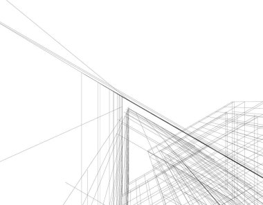 Mimari sanat konseptinde soyut çizgiler, minimum geometrik şekiller. 