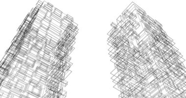 Mimari sanat konseptinde soyut çizgiler, minimum geometrik şekiller. 