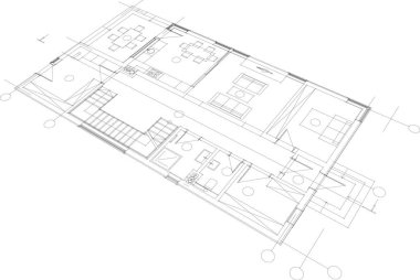 Mimari sanat konseptinde soyut çizgiler, minimum geometrik şekiller.