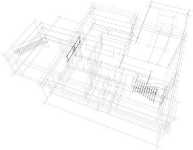 Mimari sanat konseptinde soyut çizgiler, minimum geometrik şekiller. 