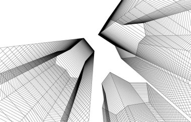 Mimari sanat konseptinde soyut çizgiler, minimum geometrik şekiller. 