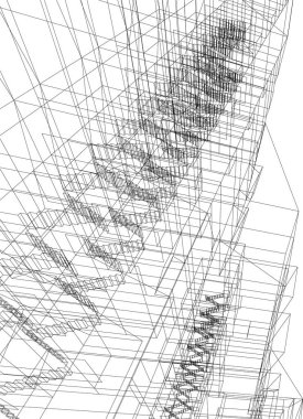 Arkaplanda mimari bina 3d illüstrasyon