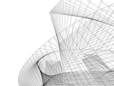 Mimari sanat konseptinde soyut çizgiler, minimum geometrik şekiller.