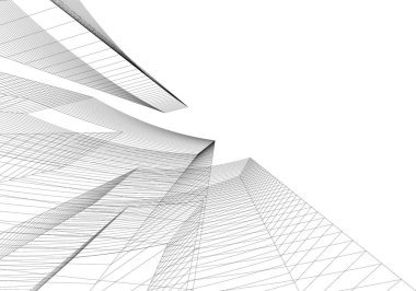 Arkaplanda mimari bina 3d illüstrasyon