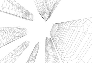 Mimari sanat konseptinde soyut çizgiler, minimum geometrik şekiller. 