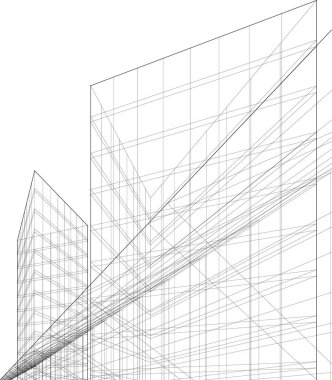 Mimari sanat konseptinde soyut çizgiler, minimum geometrik şekiller.