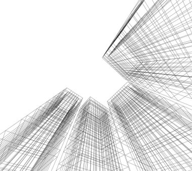 Mimari sanat konseptinde soyut çizgiler, minimum geometrik şekiller.