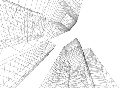 Mimari sanat konseptinde soyut çizgiler, minimum geometrik şekiller. 