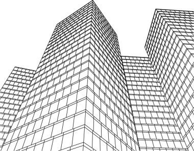 Mimari sanat konseptinde soyut çizgiler, minimum geometrik şekiller. 