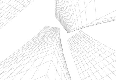 Mimari sanat konseptinde soyut çizgiler, minimum geometrik şekiller. 