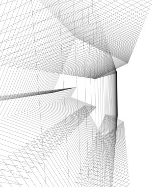 Mimari sanat konseptinde soyut çizgiler, minimum geometrik şekiller. 