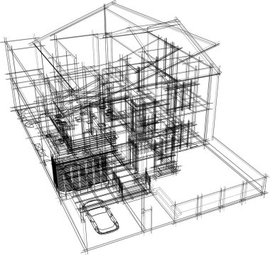 Mimari sanat konseptinde soyut çizgiler, minimum geometrik şekiller.