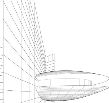 Mimari sanat konseptinde soyut çizgiler, minimum geometrik şekiller. 