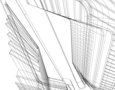 Mimari sanat konseptinde soyut çizgiler, minimum geometrik şekiller. 