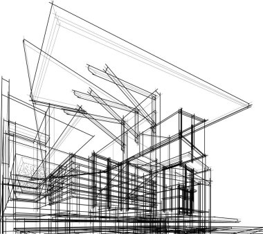 Mimari sanat konseptinde soyut çizgiler, minimum geometrik şekiller. 