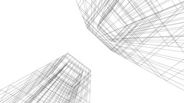 Mimari sanat konseptinde soyut çizgiler, minimum geometrik şekiller.