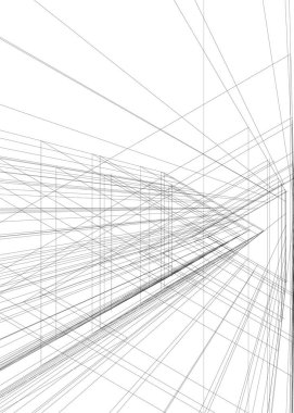 Mimari sanat konseptinde soyut çizgiler, minimum geometrik şekiller. 