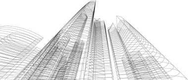 Mimari sanat konseptinde soyut çizgiler, minimum geometrik şekiller. 