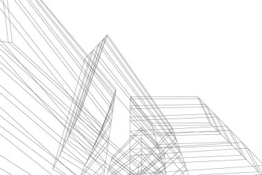 Mimari sanat konseptinde soyut çizgiler, minimum geometrik şekiller.