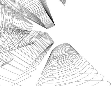 Mimari sanat konseptinde soyut çizgiler, minimum geometrik şekiller. 