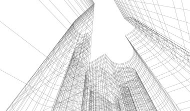 Mimari sanat konseptinde soyut çizgiler, minimum geometrik şekiller.