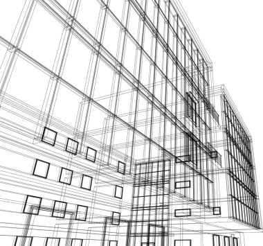 Mimari sanat konseptinde soyut çizgiler, minimum geometrik şekiller.