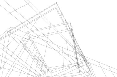 Mimari sanat konseptinde soyut çizgiler, minimum geometrik şekiller. 