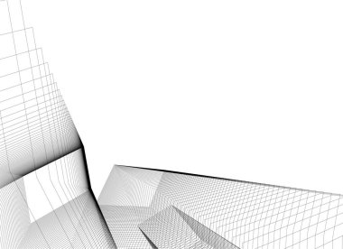 Mimari sanat konseptinde soyut çizgiler, minimum geometrik şekiller. 