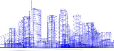 Beyaz zemin üzerine mimari sanat konseptinde soyut çizgiler, minimum geometrik şekiller.