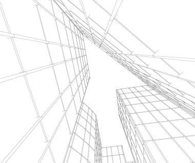 Mimari sanat konseptinde soyut çizgiler, minimum geometrik şekiller. 