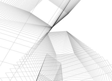 Mimari sanat konseptinde soyut çizgiler, minimum geometrik şekiller. 