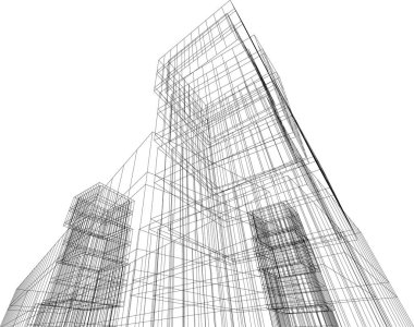 Mimari sanat konseptinde soyut çizgiler, minimum geometrik şekiller.