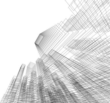 Arkaplanda mimari bina 3d illüstrasyon