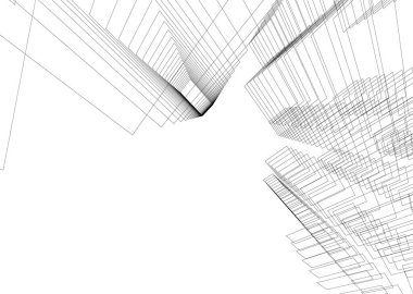 Mimari sanat konseptinde soyut çizgiler, minimum geometrik şekiller. 