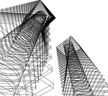 Mimari sanat konseptinde soyut çizgiler, minimum geometrik şekiller. 
