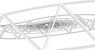 Beyaz zemin üzerine mimari sanat konseptinde soyut çizgiler, minimum geometrik şekiller.
