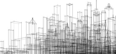 Mimari sanat konseptinde soyut çizgiler, minimum geometrik şekiller. 