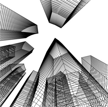 Mimari sanat konseptinde soyut çizgiler, minimum geometrik şekiller. 