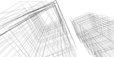 Mimari sanat konseptinde soyut çizgiler, minimum geometrik şekiller. 