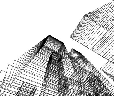 Mimari sanat konseptinde soyut çizgiler, minimum geometrik şekiller. 