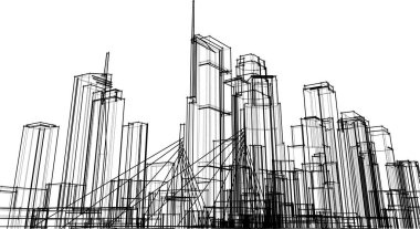Mimari sanat konseptinde soyut çizgiler, minimum geometrik şekiller. 