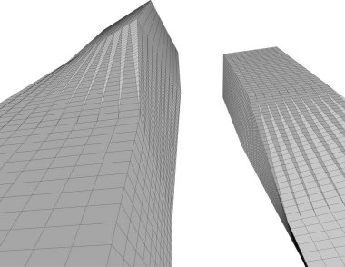 Beyaz zemin üzerine mimari sanat konseptinde soyut çizgiler, minimum geometrik şekiller.