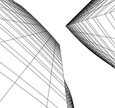Mimari sanat konseptinde soyut çizgiler, minimum geometrik şekiller. 