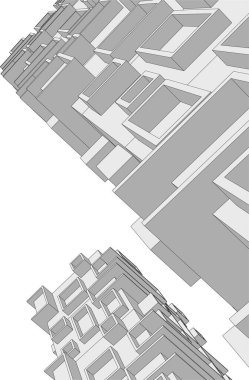 Mimari sanat konseptinde soyut çizgiler, minimum geometrik şekiller. 