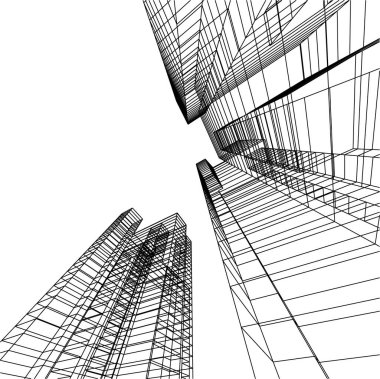 Mimari sanat konseptinde soyut çizgiler, minimum geometrik şekiller. 