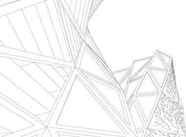 Mimari sanat konseptinde soyut çizgiler, minimum geometrik şekiller. 