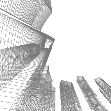 Mimari sanat konseptinde soyut çizgiler, minimum geometrik şekiller. 