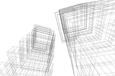 Arkaplanda mimari bina 3d illüstrasyon