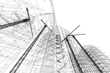 Mimari sanat konseptinde soyut çizgiler, minimum geometrik şekiller. 