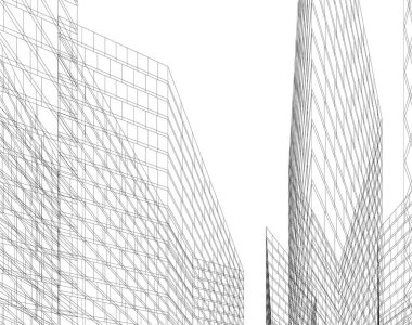 Arkaplanda mimari bina 3d illüstrasyon